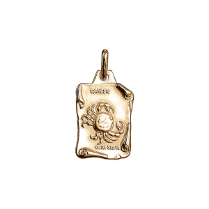 PENDENTIF GRAND PARCHEMIN CANCER VERMEIL MASSIF BRILLANT ET SABLE