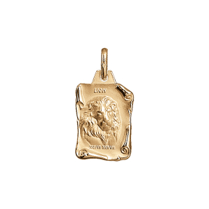 PENDENTIF GRAND PARCHEMIN LION VERMEIL MASSIF BRILLANT ET SABLE