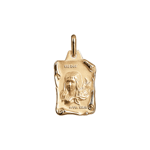 PENDENTIF GRAND PARCHEMIN VIERGE VERMEIL MASSIF BRILLANT ET SABLE