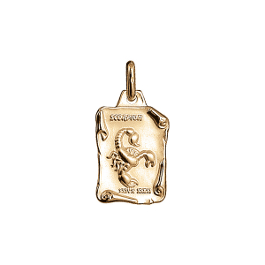 PENDENTIF GRAND PARCHEMIN SCORPION  VERMEIL MASSIF BRILLANT ET SABLE