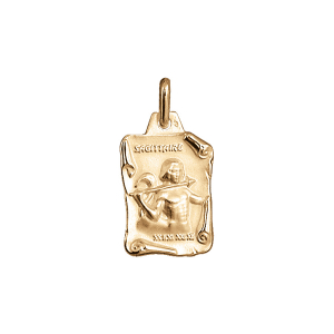 PENDENTIF GRAND PARCHEMIN SAGITTAIRE  VERMEIL MASSIF BRILLANT ET SABLE