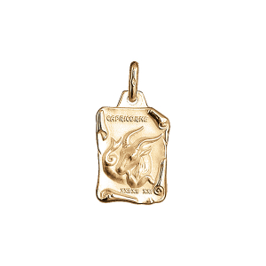 PENDENTIF GRAND PARCHEMIN CAPRICORNE  VERMEIL MASSIF BRILLANT ET SABLE
