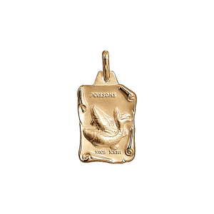 PENDENTIF GRAND PARCHEMIN POISSONS VERMEIL MASSIF BRILLANT ET SABLE