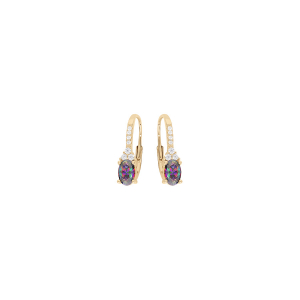 BOUCLES D'OREILLES VERMEIL DORMEUSE OXYDE ARC EN CIEL MYSTIQUE CONTOUR OXYDES BLANCS SERTIS