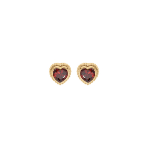 BOUCLES D'OREILLES TIGE VERMEIL COEUR OXYDE GRENAT