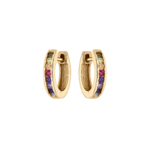 BOUCLES D'OREILLES TIGE VERMEIL CRÉOLES ARTICULEES EMPIERREES MULTI COULEURS