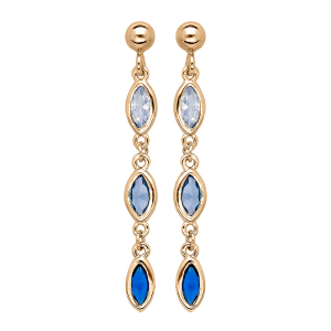 BOUCLES D'OREILLES TIGE VERMEIL 3 OXYDES SERTIS DEGRADE DE BLEU ET BLANC