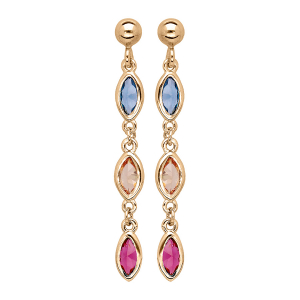 BOUCLES D'OREILLES TIGE VERMEIL 3 OXYDES CIEL ORANGE ROUGE