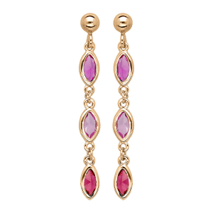 BOUCLES D'OREILLES TIGE VERMEIL 3 OXYDES SERTIS DEGRADE DE ROSE
