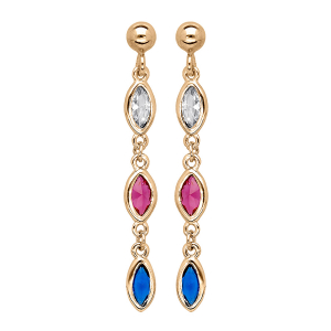 BOUCLES D'OREILLES TIGE VERMEIL 3 OXYDES BLEU ROUGE BLANC