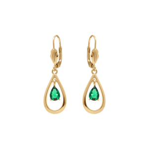 BOUCLES D'OREILLES DORMEUSE VERMEIL OVALE OXYDE VERT