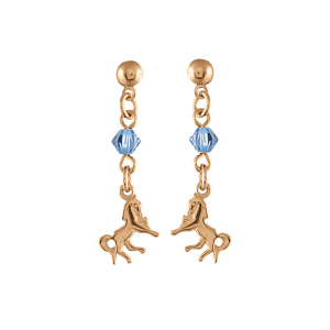 BOUCLES D'OREILLES  VERMEIL MOTIF CHEVAL PIERRE CIEL