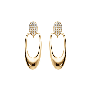 BOUCLES D'OREILLES TIGE VERMEIL MASSIF PENDANTE OVALE ET OXYDES BLANCS SERTIS