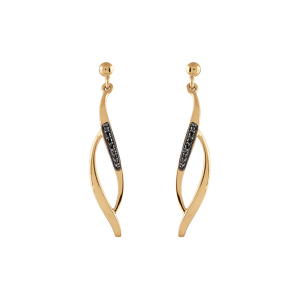 BOUCLES D'OREILLES TIGE VERMEIL FORME LOSANGE BARRETTES PIERRES NOIRES