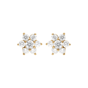 BOUCLES D'OREILLES TIGE VERMEIL FLEUR  MARGUERITE OXYDES BLANCS SERTIS
