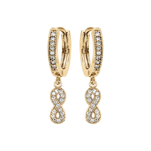 CRÉOLES VERMEIL ARTICULEE OXYDES BLANCS SERTIS AVEC PAMPILLE INFINI PAVÉ