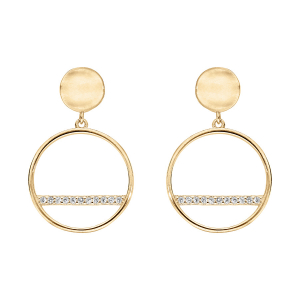 BOUCLES D'OREILLES TIGE VERMEIL CERCLE ET BARETTE OXYDES BLANCS SERTIS