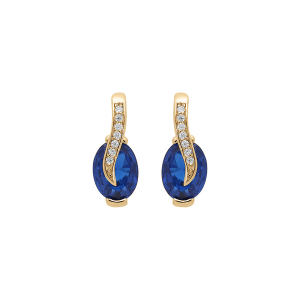 BOUCLES D'OREILLES TIGE VERMEIL OXYDES BLEU ET BLANCS SERTIS