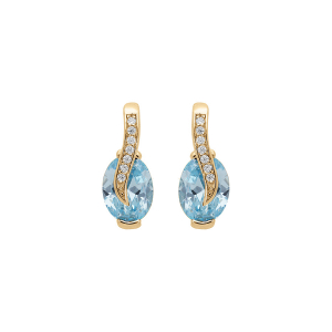 BOUCLES D'OREILLES TIGE VERMEIL OXYDE BLEU CIEL ET OXYDES BLANCS SERTIS