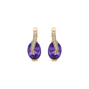 BOUCLES D'OREILLES TIGE VERMEIL OXYDES VIOLET ET BLANCS SERTIS