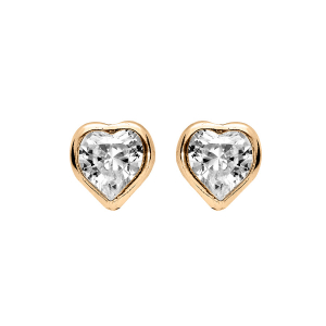 BOUCLES D'OREILLES TIGE VERMEIL COEUR OXYDE BLANCS