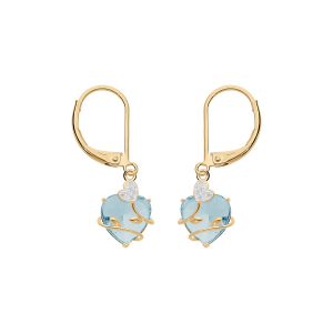 BOUCLES D'OREILLES VERMEIL COEUR OXYDE BLEU CIEL AVEC VOLUTE