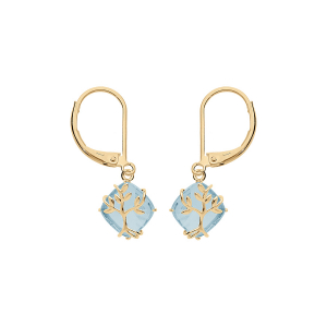 BOUCLES D'OREILLES VERMEIL  OXYDE BLEU CIEL AVEC ARBRE DE VIE