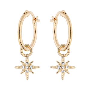 BOUCLES D'OREILLES TIGE VERMEIL CRÉOLES 12MM AVEC ETOILE