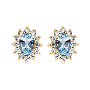 BOUCLES D'OREILLES TIGE VERMEIL MASSIF PIERRE NATURELLE OVALE TOPAZE BLEUE OXYDES BLANCS SERTIS