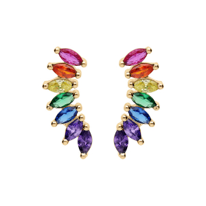 BOUCLES D'OREILLES VERMEIL NAVETTES OXYDES MULTICOULEUR