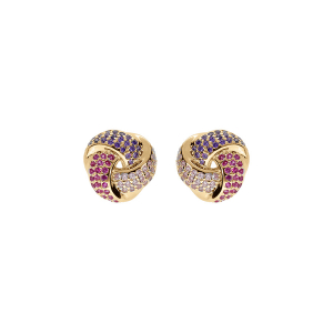 BOUCLES D'OREILLES TIGE VERMEIL 3 RUBANS DEGRADÉ OXYDES ROSE