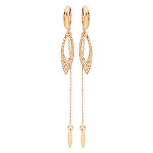 BOUCLES D'OREILLES VERMEIL SYSTEME DORMEUSE CHAINETTE ET MOTIF PLUME