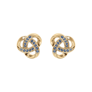 BOUCLES D'OREILLES TIGE VERMEIL RHODIÉ NOEUD OXYDES BLEU CIEL  SERTIS