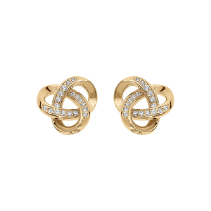 BOUCLES D'OREILLES TIGE VERMEIL RHOIDÉ NOEUD OXYDES BLANCS SERTIS