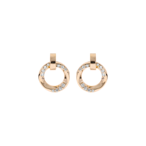 BOUCLES D'OREILLES TIGE VERMEIL CERCLE ONDULÉ OXYDES BLANCS SERTIS