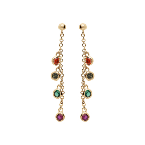 BOUCLES D'OREILLES CRÉOLES VERMEIL PAMPILLES FORME GOUTTE OXYDES MULTI COULEURS