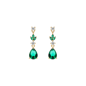 BOUCLES D'OREILLES TIGE VERMEIL OXYDES VERT ET BLANC