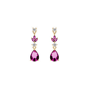 BOUCLES D'OREILLES TIGE VERMEIL OXYDES ROUGE ET BLANC