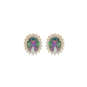 BOUCLES D'OREILLES TIGE VERMEIL OXYDE MYSTIQUE ARC EN CIEL ET CONTOUR OXYDES BLANCS