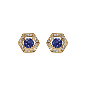 BOUCLES D'OREILLES TIGE VERMEIL OXYDE BLEU ET CONTOUR OXYDES BLANCS