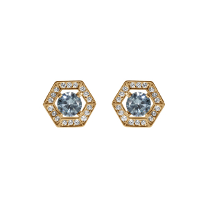 BOUCLES D'OREILLES TIGE VERMEIL OXYDE BLEU CIEL ET CONTOUR OXYDES BLANCS