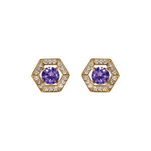 BOUCLES D'OREILLES TIGE  VERMEIL OXYDE VIOLET ET CONTOUR OXYDES BLANCS