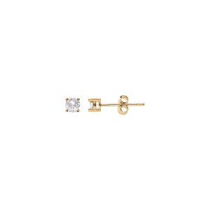 BOUCLES D'OREILLES TIGE SOLITAIRE VERMEIL RONDE 3MM SERTI GRIFFES