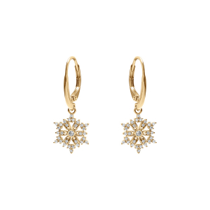 BOUCLES D'OREILLES DORMEUSE VERMEIL FLOCON DE NEIGE OXYDES BLANCS