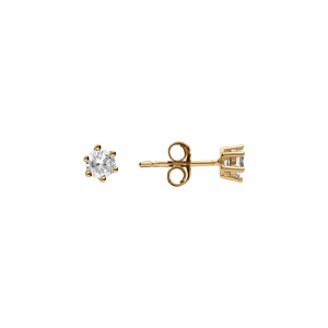 BOUCLES D'OREILLES TIGE VERMEIL 4MM SOLITAIRE OXYDE BLANC SERTI 6 GRIFFES