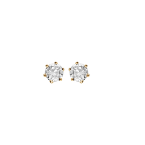 BOUCLES D'OREILLES TIGE VERMEIL SOLITAIRE OXYDE ROND 5MM 6 GRIFFES