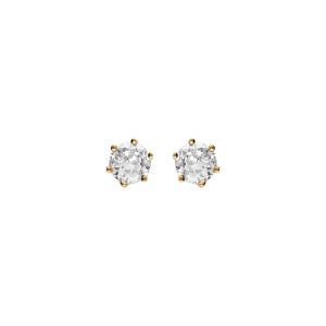BOUCLES D'OREILLES TIGE VERMEIL SOLITAIRE OXYDE ROND 5MM 6 GRIFFES