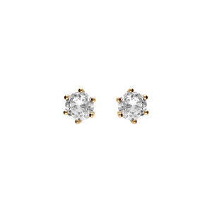 BOUCLES D'OREILLES VERMEIL SOLITAIRE OXYDE BLANC ROND 6MM  6 GRIFFES