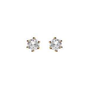 BOUCLES D'OREILLES VERMEIL SOLITAIRE OXYDE BLANC ROND 6MM  6 GRIFFES