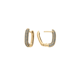 BOUCLES D'OREILLES VERMEIL DEMI CRÉOLES OXYDES BLEU CIEL